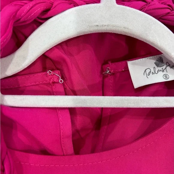 PALMS AWAY by RED DRESS • Bright Pink Long Sleeve Dress • sz Small - Picture 8 of 9